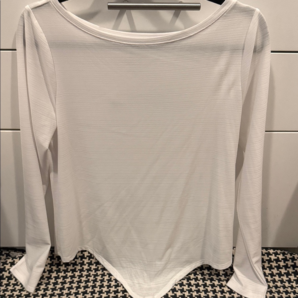 Women’s White Long-Sleeve Boatneck Tee